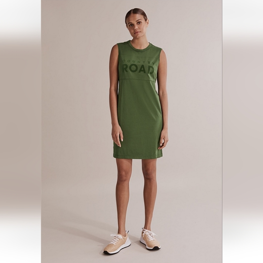 Country Road Modern Logo Tank Dress Costal Cowgirl Australian Organic Cotton XS
